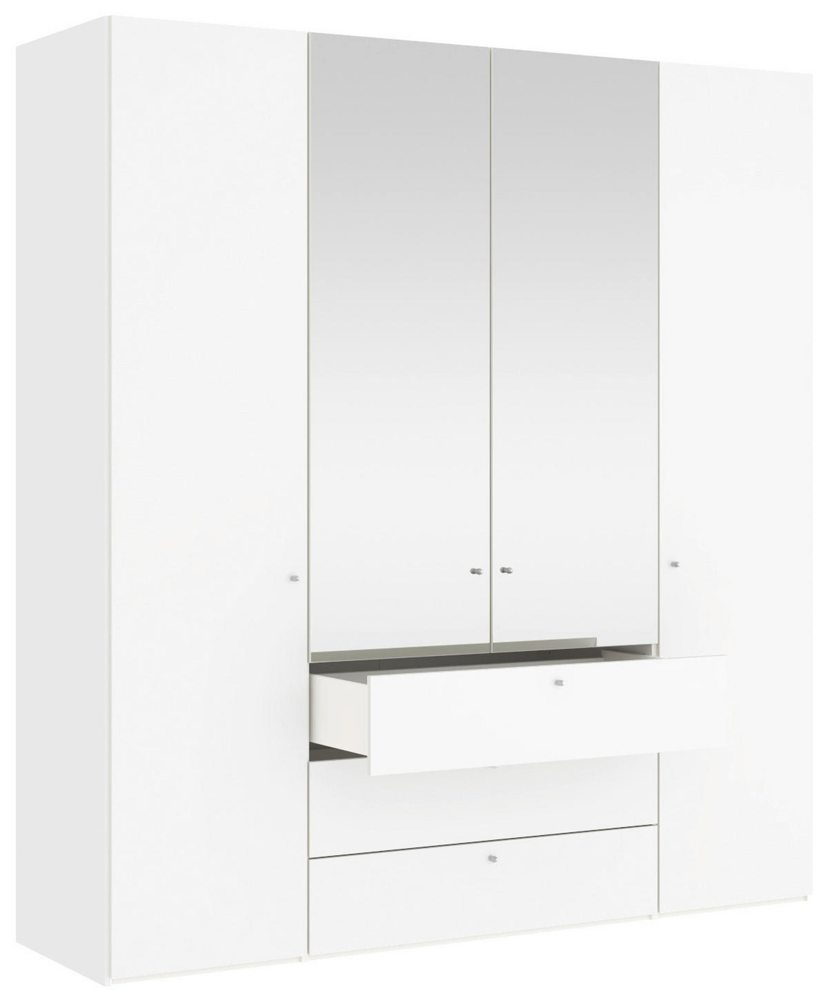 DREHTÜRENSCHRANK  in Weiß  - Silberfarben/Weiß, KONVENTIONELL, Glas/Holzwerkstoff (203/220/59cm) - Jutzler