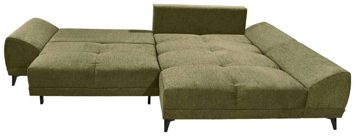HÖRNSOFFA i vävt tyg olivgrön  - olivgrön/svart, Klassisk, textil/plast (310/185cm) - MID.YOU