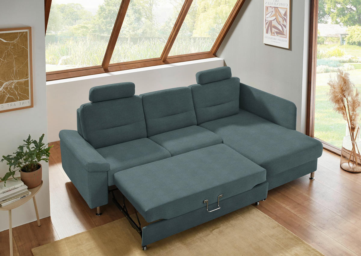 ECKSOFA Flachgewebe Dunkelgrau  - Dunkelgrau/Alufarben, Konventionell, Textil/Metall (244/160cm) - Beldomo Comfort