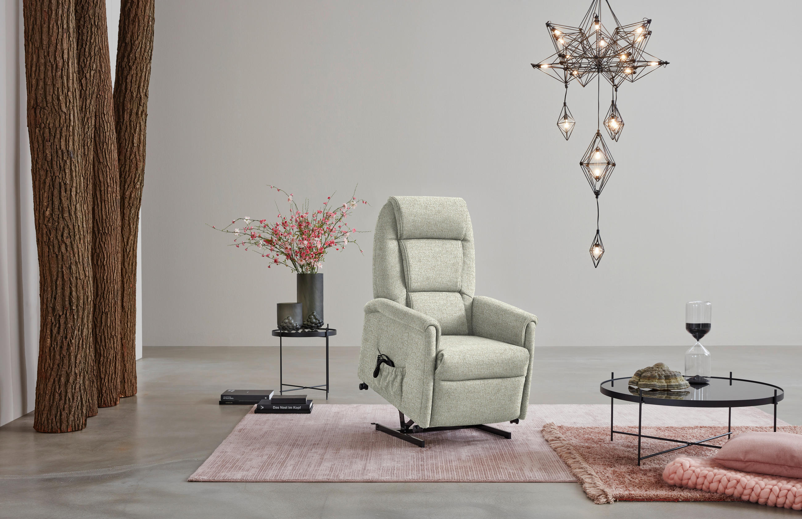 FERNSEHSESSEL in Flachgewebe Creme  - Creme/Schwarz, KONVENTIONELL, Kunststoff/Textil (69/105/82cm) - Himolla