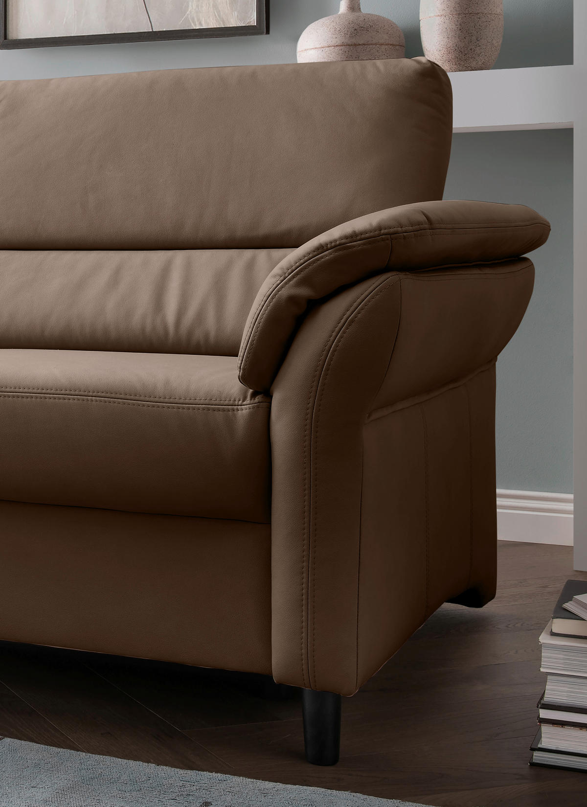 3-SITZER-SOFA Lederlook Braun  - Schwarz/Braun, MODERN, Holz/Textil (192/90/89cm) - Livetastic
