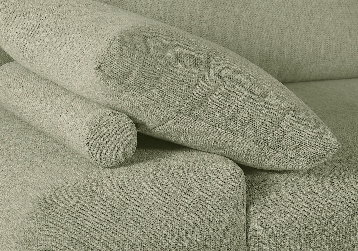 ECKSOFA Grün Flachgewebe  - Schwarz/Grün, KONVENTIONELL, Textil/Metall (310/240cm) - Carryhome