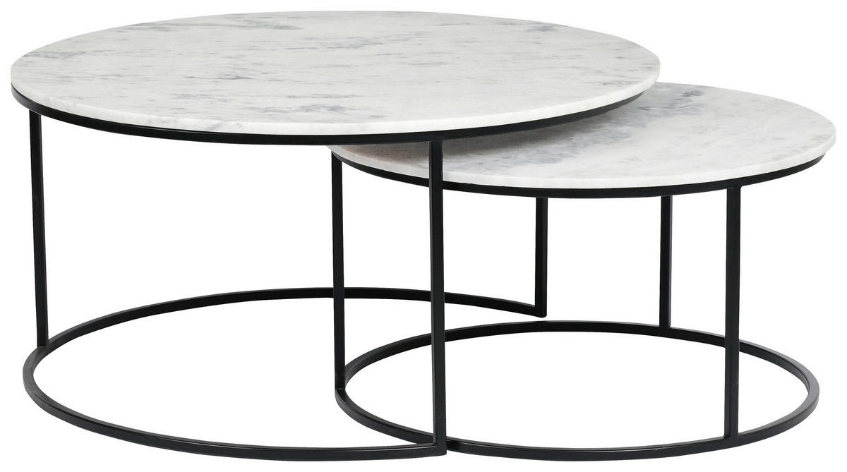 SET STOČIĆA ZA KAFU  bela  - bela/crna, Dizajnerski, kamen/metal (80/80/35cm) - Novel