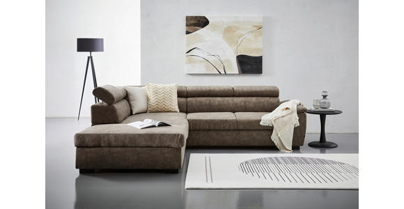 ECKSOFA in Lederlook Taupe  - Taupe/Schwarz, Design, Kunststoff/Textil (230/263cm) - Hom`in