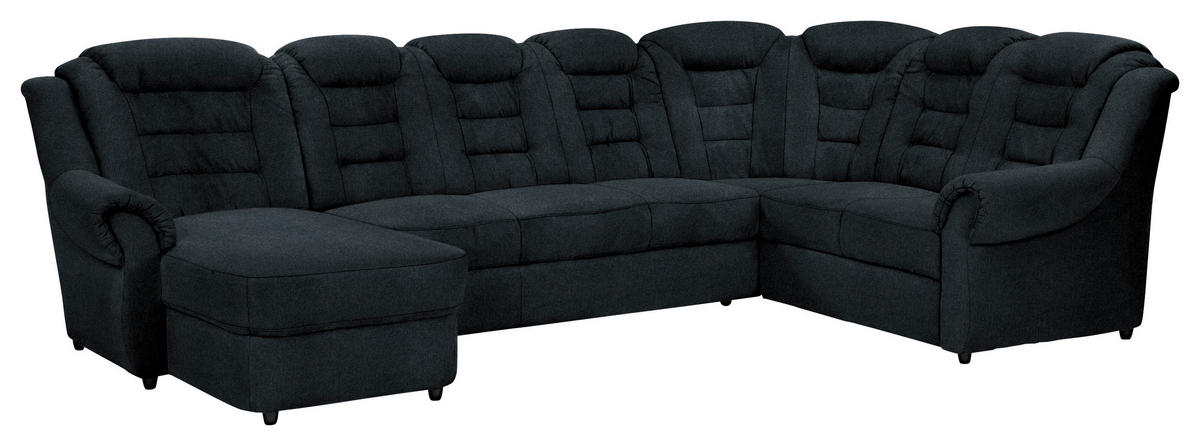 WOHNLANDSCHAFT Schwarz Chenille  - Schwarz, KONVENTIONELL, Kunststoff/Textil (165/333/216cm) - Livetastic