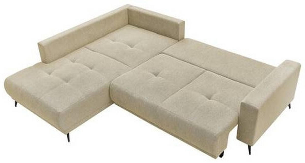 ECKSOFA RAFAEL Hellbraun Struktur Rückenkissen, Bettkasten  - Hellbraun/Schwarz, Design, Textil/Metall (218/269cm) - P & B