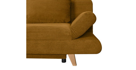 SCHLAFSOFA  mit Schlafen auf Sitzhöhe, haustierfreundlicher Bezug Cord Currygelb  - Currygelb/Buchefarben, KONVENTIONELL, Holz/Textil (200/75/85cm) - Carryhome