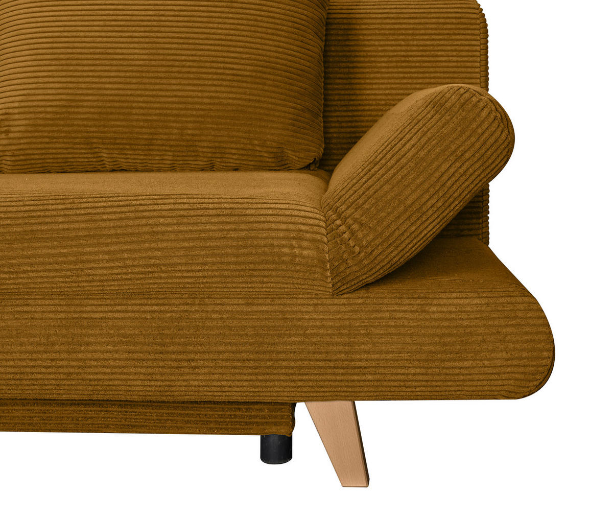 SCHLAFSOFA  mit Schlafen auf Sitzhöhe, haustierfreundlicher Bezug Cord Currygelb  - Currygelb/Buchefarben, KONVENTIONELL, Holz/Textil (200/75/85cm) - Carryhome