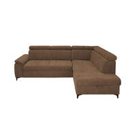 ECKSOFA Braun Chenille Bettkasten, Schlaffunktion, Rücken echt, Kopfteilverstellung, Liegefläche im Originalstoff  - Schwarz/Braun, KONVENTIONELL, Textil/Metall (265/206cm) - Carryhome