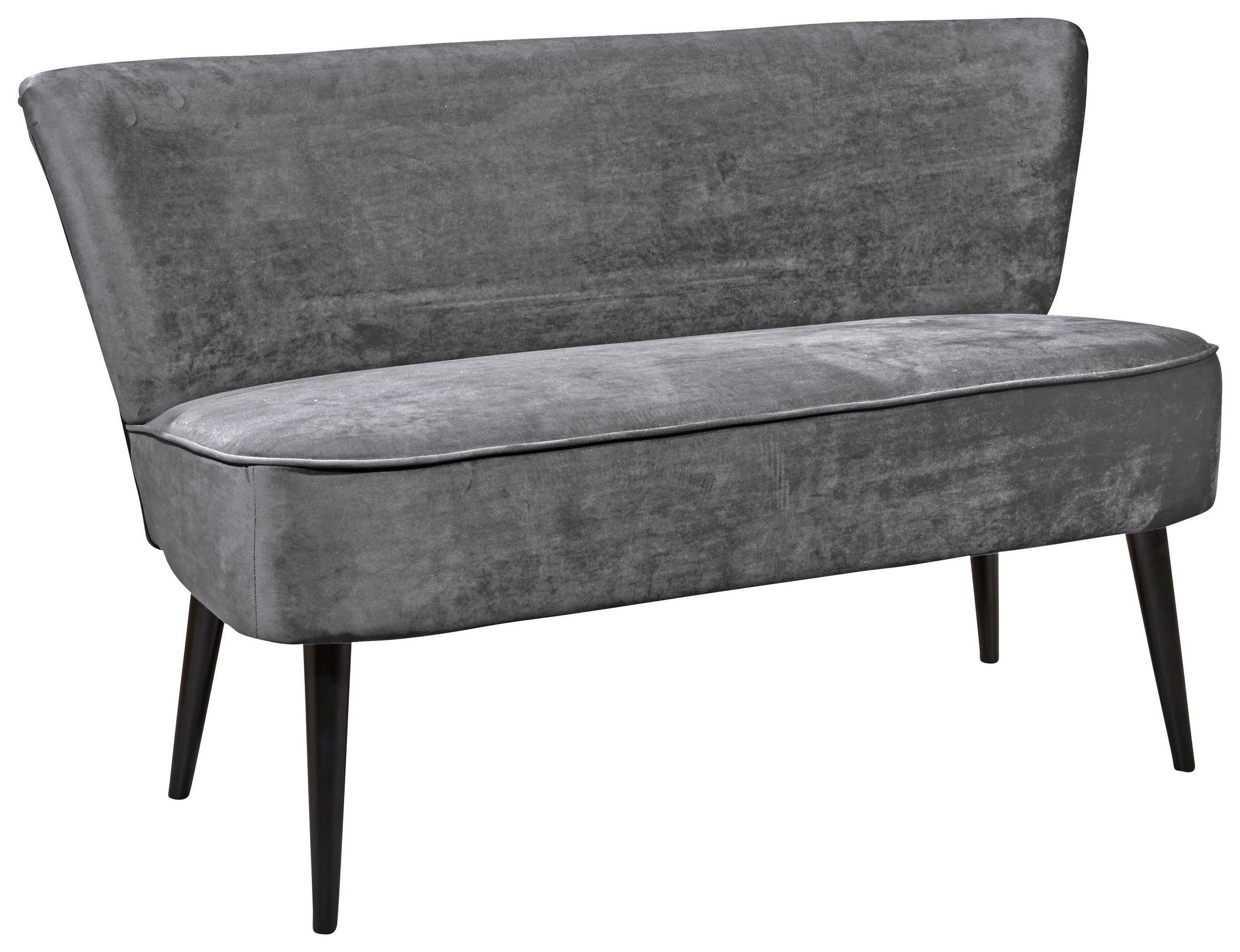 SITZBANK 179/83/75 cm Mikrovelours Grau Holz  - Schwarz/Grau, Trend, Holz/Textil (179/83/75cm) - MID.YOU