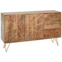 SIDEBOARD  145/88/43 cm 3 Schublade(n)  - Goldfarben/Naturfarben, Design, Holz/Metall (145/88/43cm) - Landscape