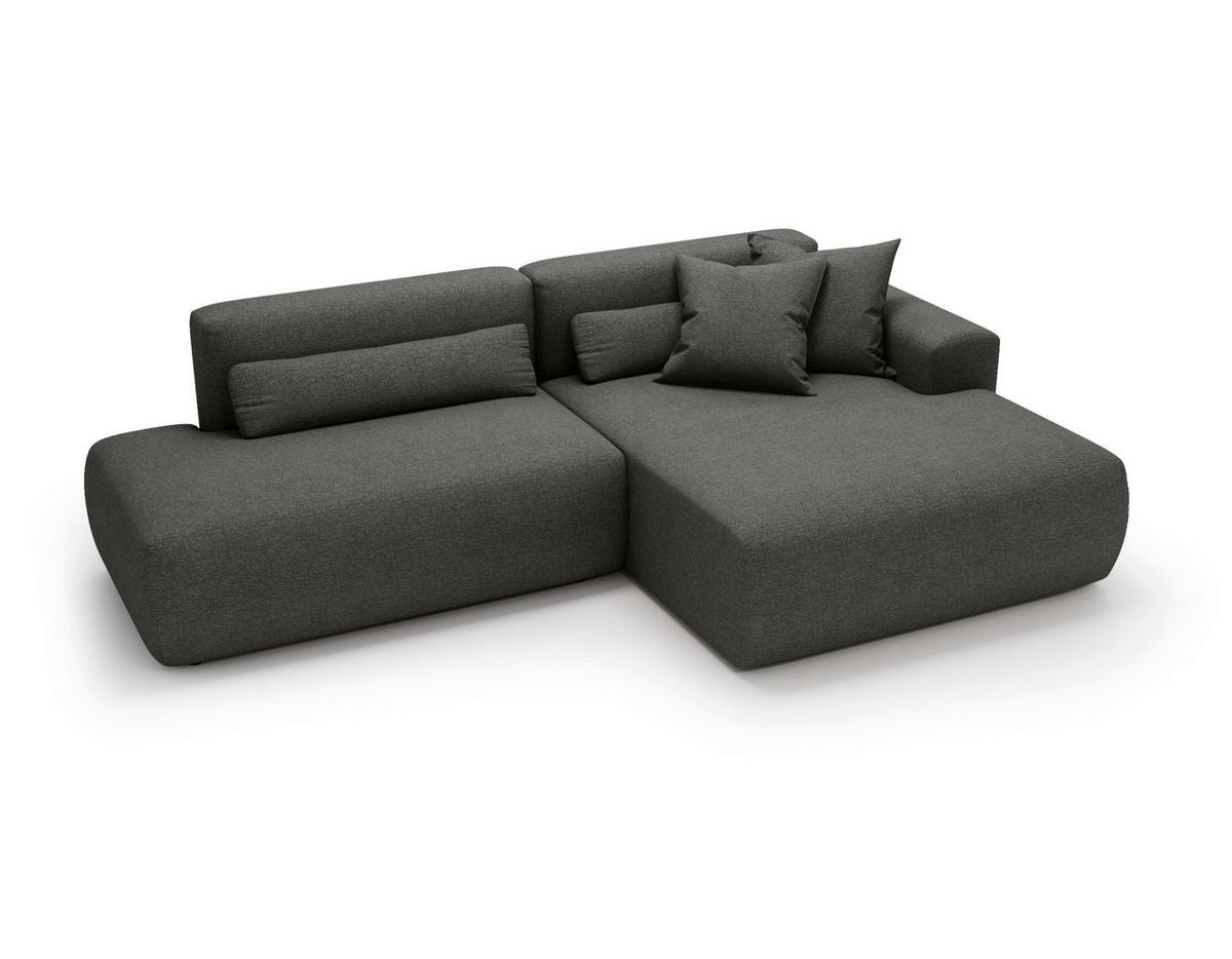 ECKSOFA REVE in Chenille Grau  284/160 cm  - Schwarz/Grau, Design, Kunststoff/Textil (284/160cm) - Livetastic