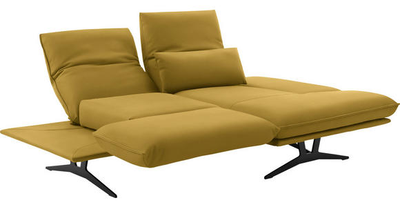 ECKSOFA in Echtleder Gelb  - Gelb/Schwarz, Design, Leder/Metall (210/130cm) - Dieter Knoll