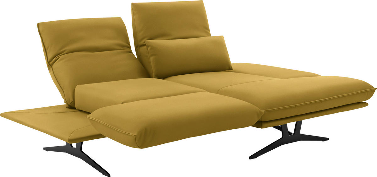 ECKSOFA in Echtleder Gelb  210/130 cm  - Gelb/Schwarz, Design, Leder/Metall (210/130cm) - Dieter Knoll