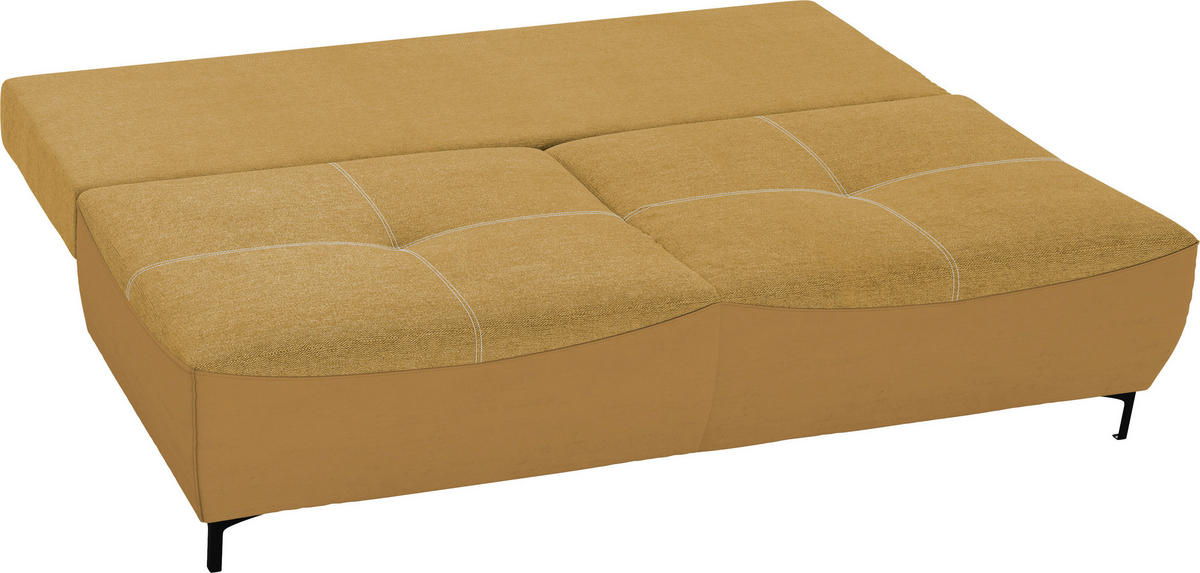 SCHLAFSOFA  mit Schlafen auf Sitzhöhe, Rücken echt Struktur Gelb  - Gelb/Schwarz, Design, Textil/Metall (197/94/96cm) - MID.YOU