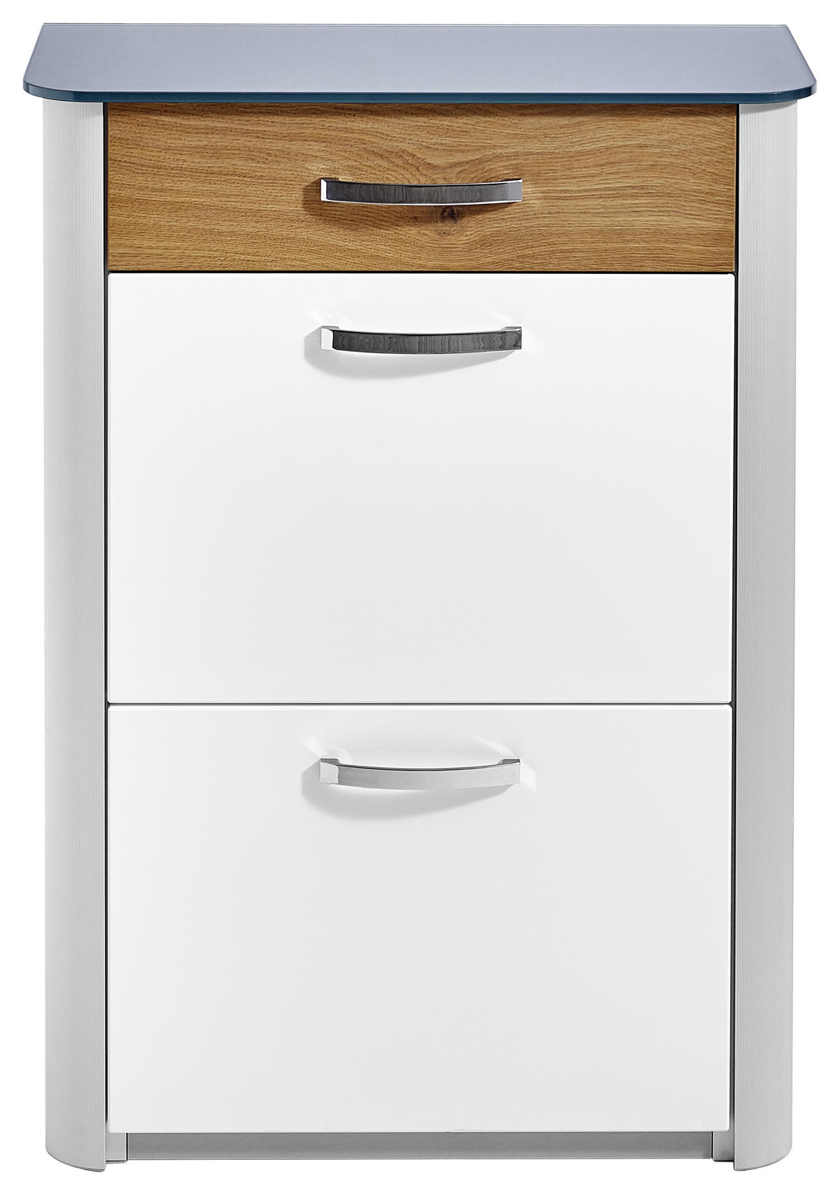 SCHUHKIPPER  in 71/97/34 cm  - Chromfarben/Eichefarben, Design, Glas/Holzwerkstoff (71/97/34cm) - Moderano
