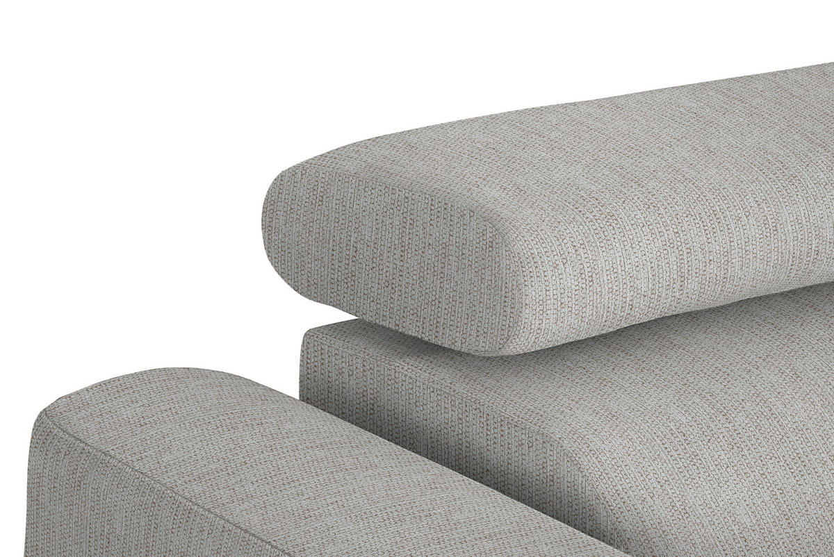 ECKSOFA in Webstoff Beige  - Beige/Schwarz, Design, Textil/Metall (280/205cm) - MID.YOU