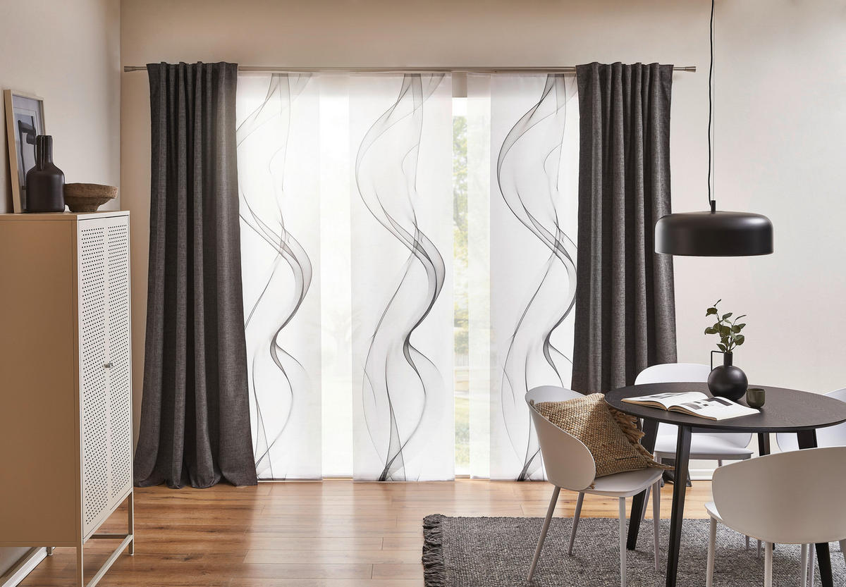 FLÄCHENVORHANG in Grau, Weiß halbtransparent  - Weiß/Grau, Design, Textil (60/245cm) - Novel