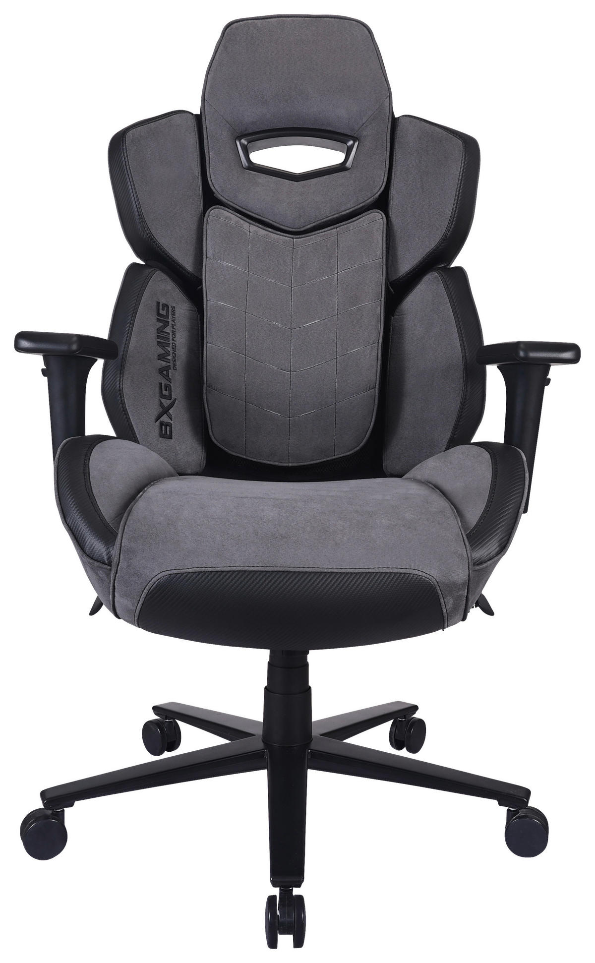 GAMINGSTUHL Grau, Schwarz Metall, Kunststoff, Textil   - Schwarz/Grau, MODERN, Kunststoff/Textil (68/114-122/68cm) - BX Gaming