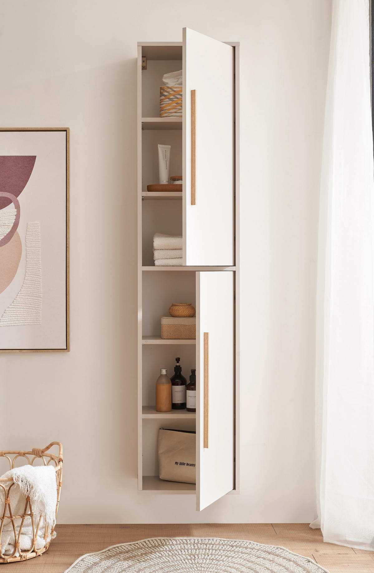 HOCHSCHRANK 40/176/26 cm  - Kaschmir/Eichefarben, Design, Holzwerkstoff/Kunststoff (40/176/26cm) - home24