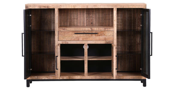 SIDEBOARD in 160/110/43 cm - Schwarz/Naturfarben, LIFESTYLE, Glas/Holz (160/110/43cm) - Landscape