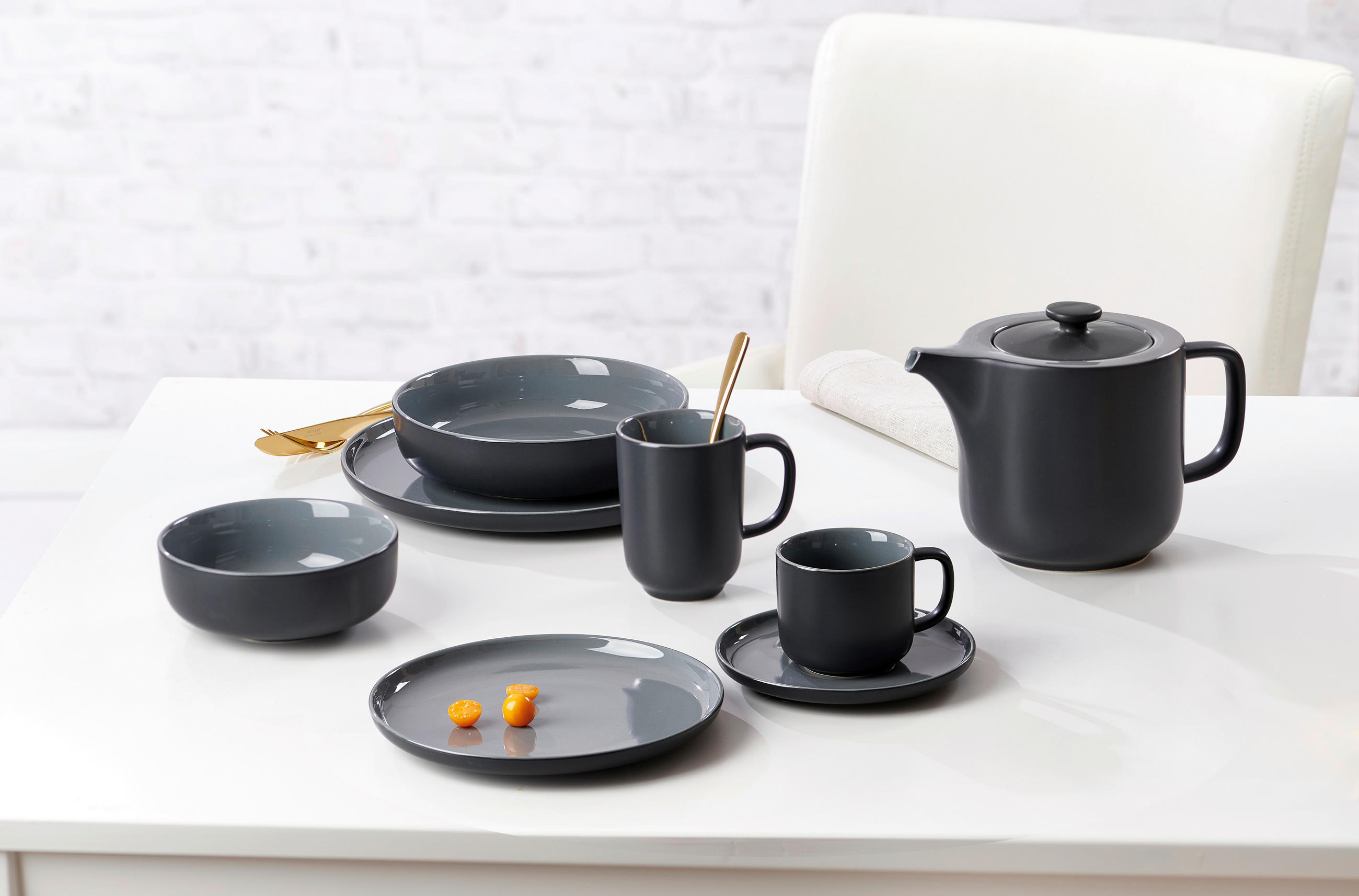 SPEISETELLER Grau, Schwarz 26 cm Jasper  - Schwarz/Grau, Basics, Keramik (26cm) - Ritzenhoff Breker