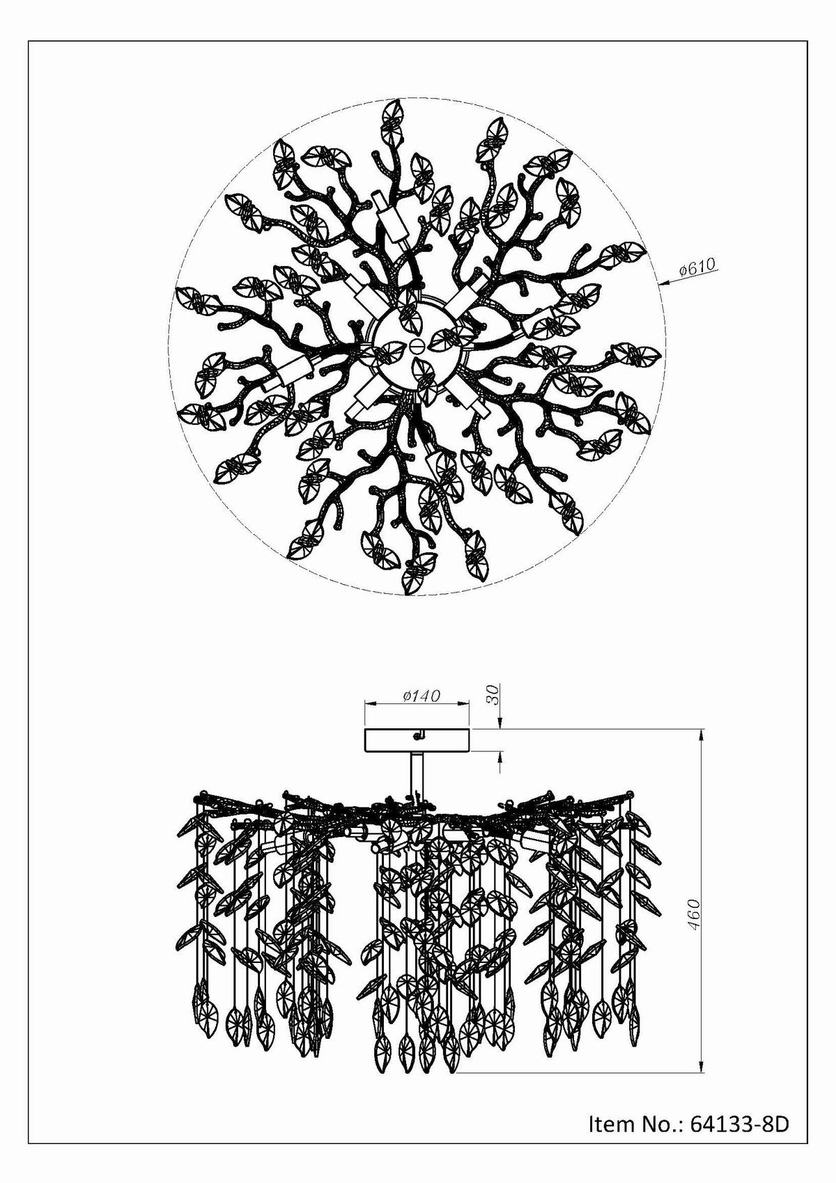 DECKENLEUCHTE Danna 61/46 cm   - Klar/Chromfarben, LIFESTYLE, Glas/Kunststoff (61/46cm) - Globo