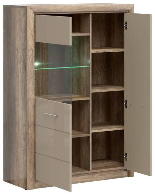 KOMODA, peščene barve, barve hrasta  - srebrne barve/črna, Design, kovina/umetna masa (98,5/138/40cm) - Livetastic