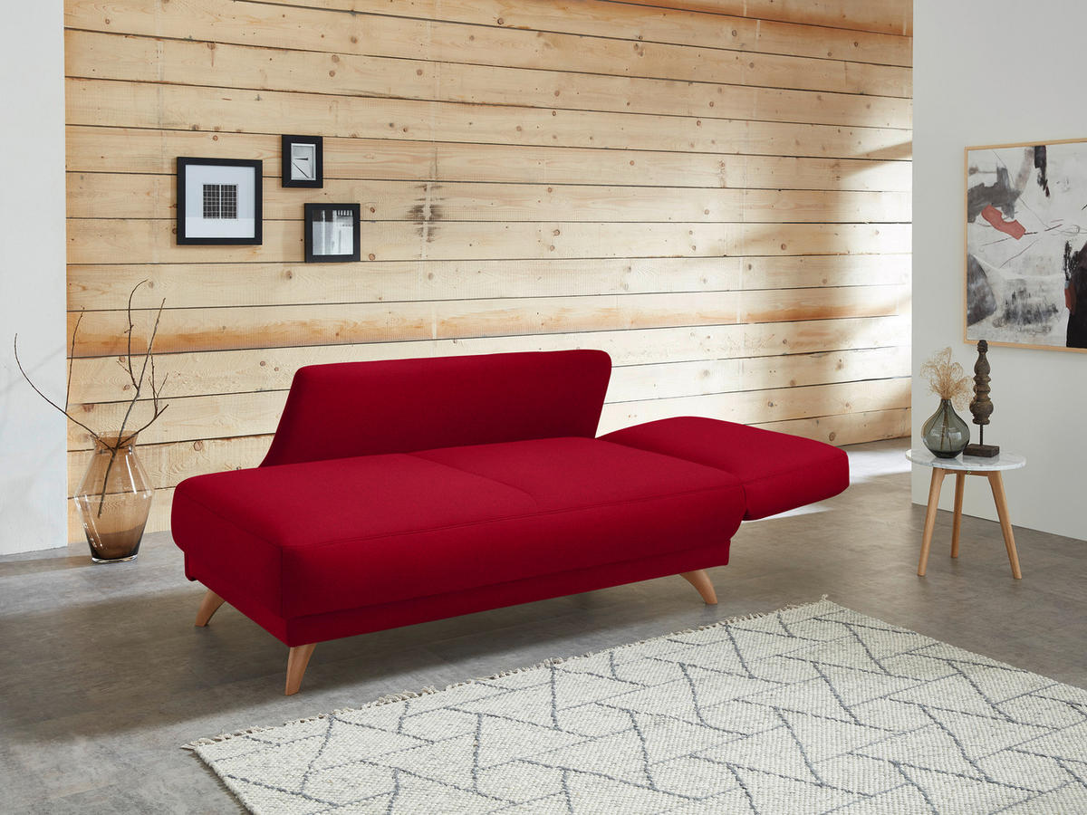 RÉCAMIERE in Flachgewebe Rot  - Beige/Rot, Design, Holz/Textil (205/87/94cm) - Bali