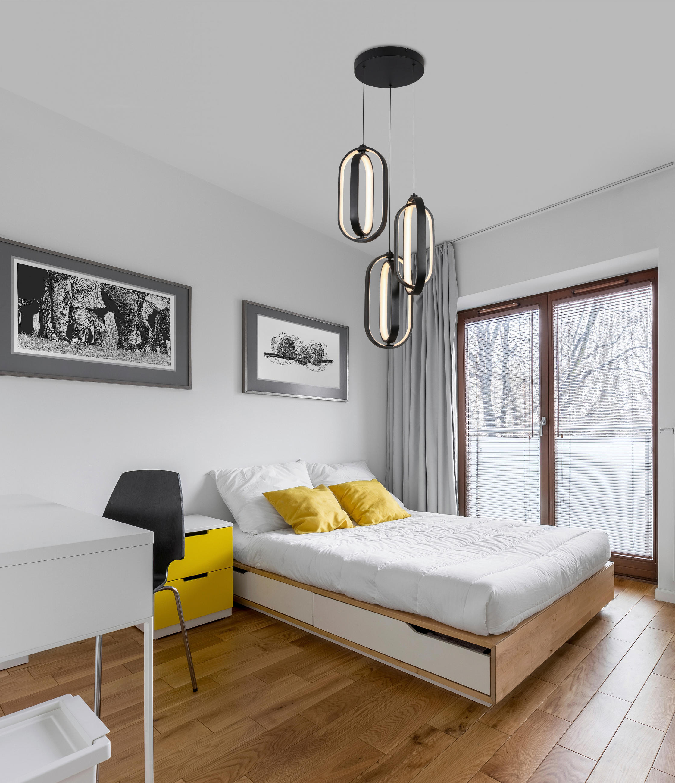 ZÁVĚSNÉ LED SVÍTIDLO, 34/250 cm  - černá, Design, kov/plast (34/250cm) - Novel