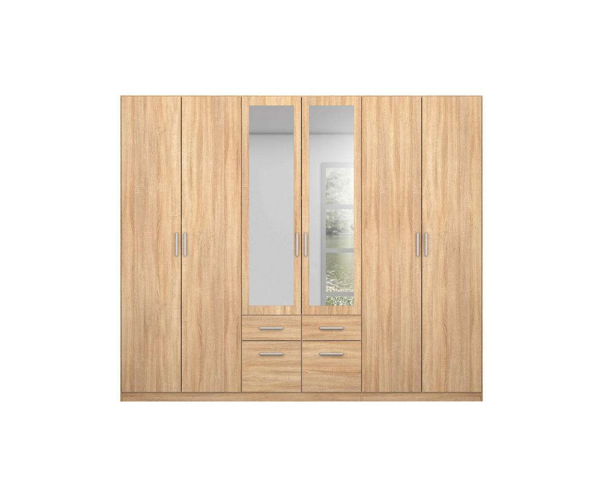 DREHTÜRENSCHRANK 271/229/54 cm 6-türig Sonoma Eiche  - Alufarben/Sonoma Eiche, MODERN, Holzwerkstoff/Kunststoff (271/229/54cm) - Rauch Möbel