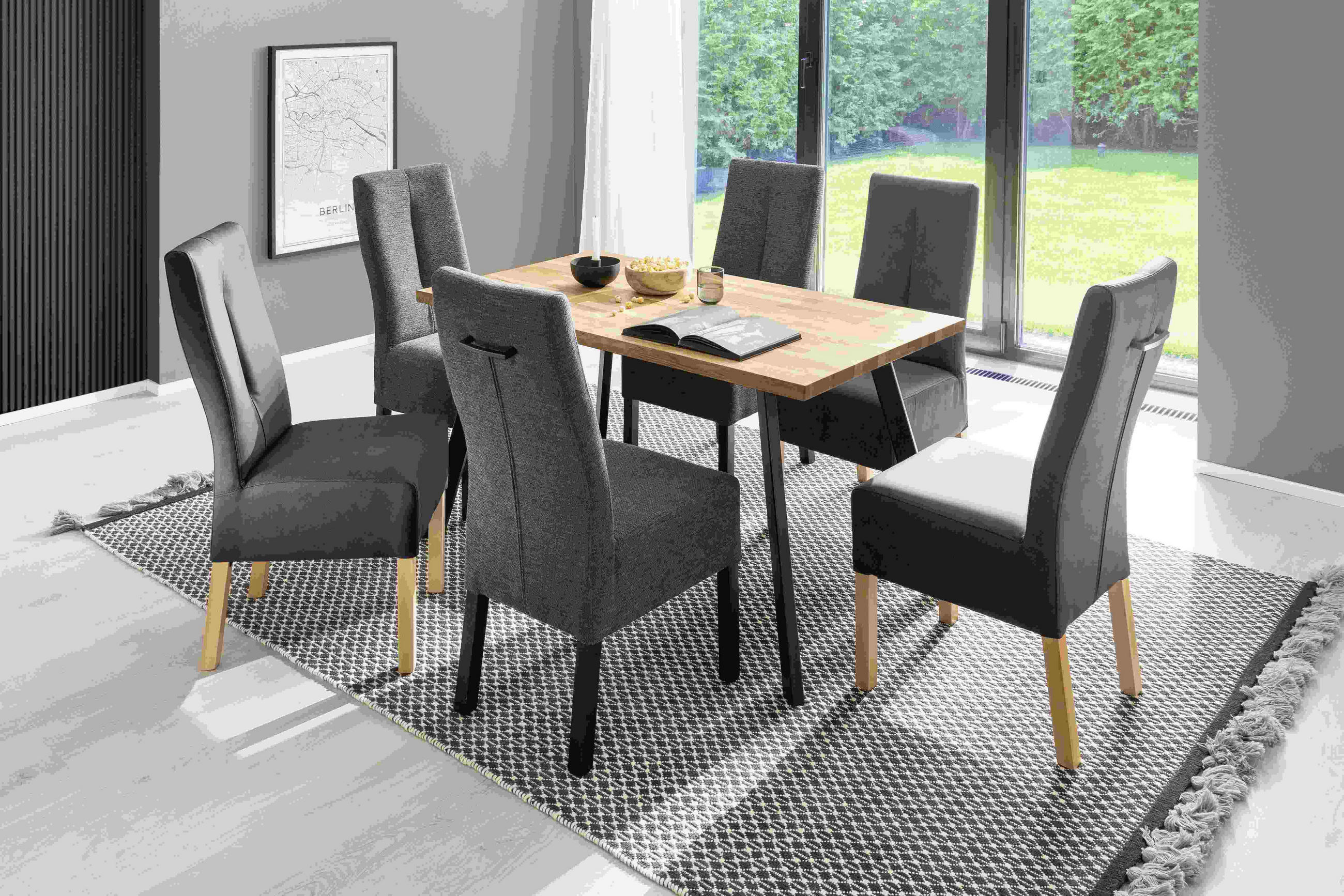 Thumbnail - Carryhome Esstisch, Schwarz, Wildeiche, Holz, Eiche, massiv, rechteckig, eckig, 75x75x120 cm, in verschiedenen Größen er...