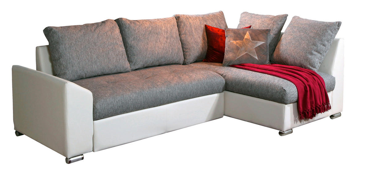 SEDEŽNA GARNITURA, siva, bela  - siva/bela, Design, kovina/tekstil (240/150cm) - Boxxx