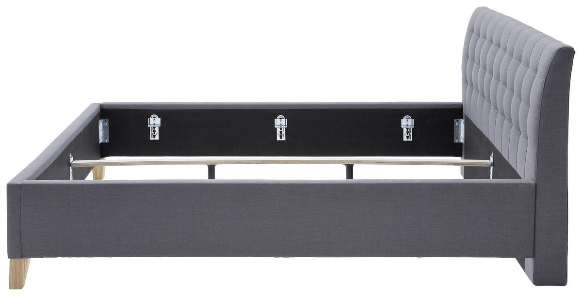 POLSTERBETT 180/200 cm  Grau  - Eichefarben/Grau, Design, Holz/Textil (180/200cm) - Livetastic