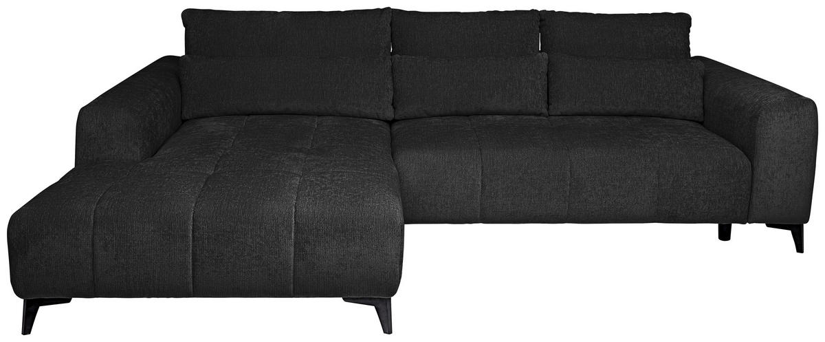 HÖRNSOFFA i chenille svart  - svart, Klassisk, textil/plast (222/279cm) - MID.YOU