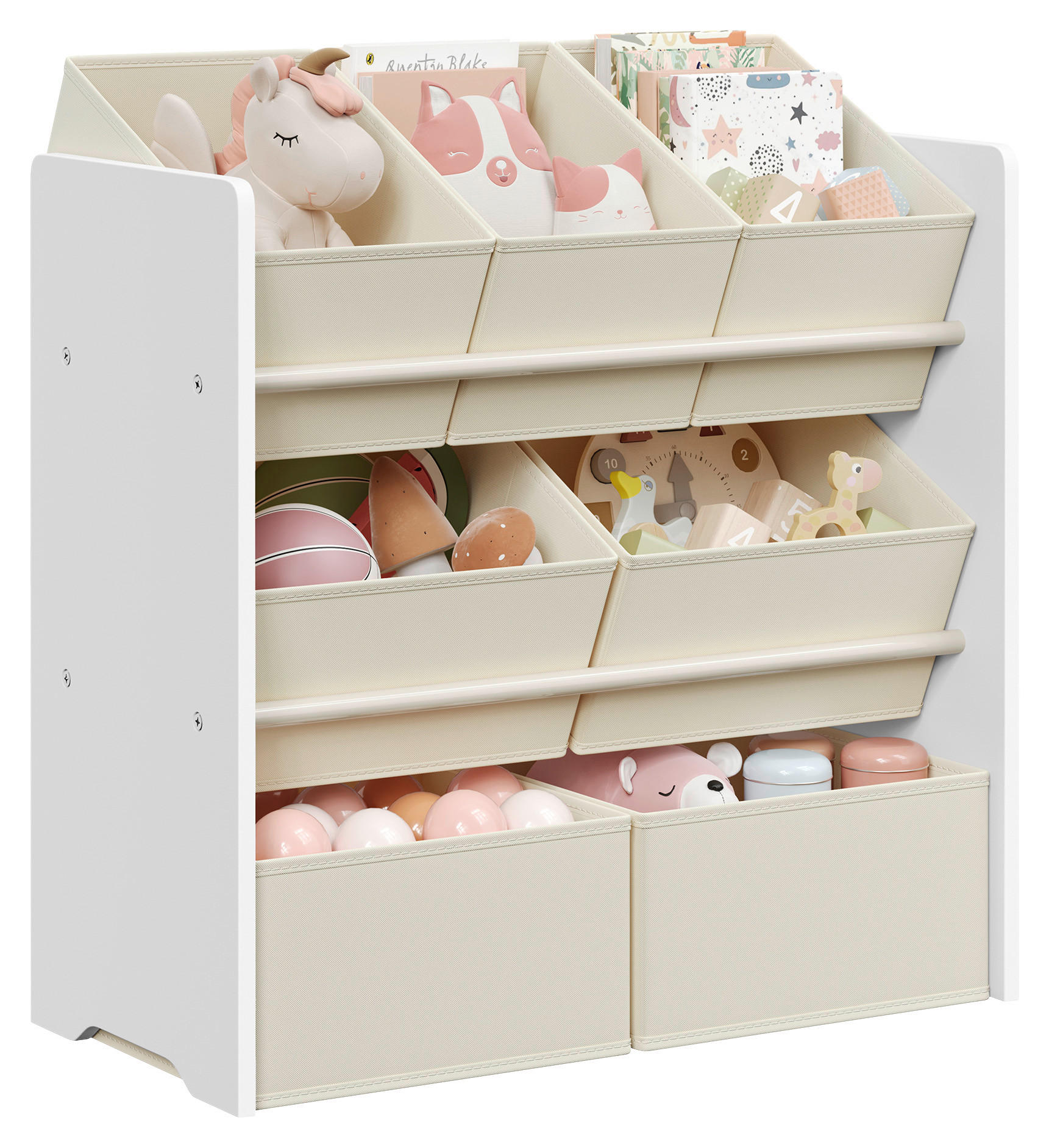 KINDERREGAL 62,5/60/29,5 cm  - Beige/Weiß, MODERN, Holzwerkstoff/Textil (62,5/60/29,5cm) - MID.YOU