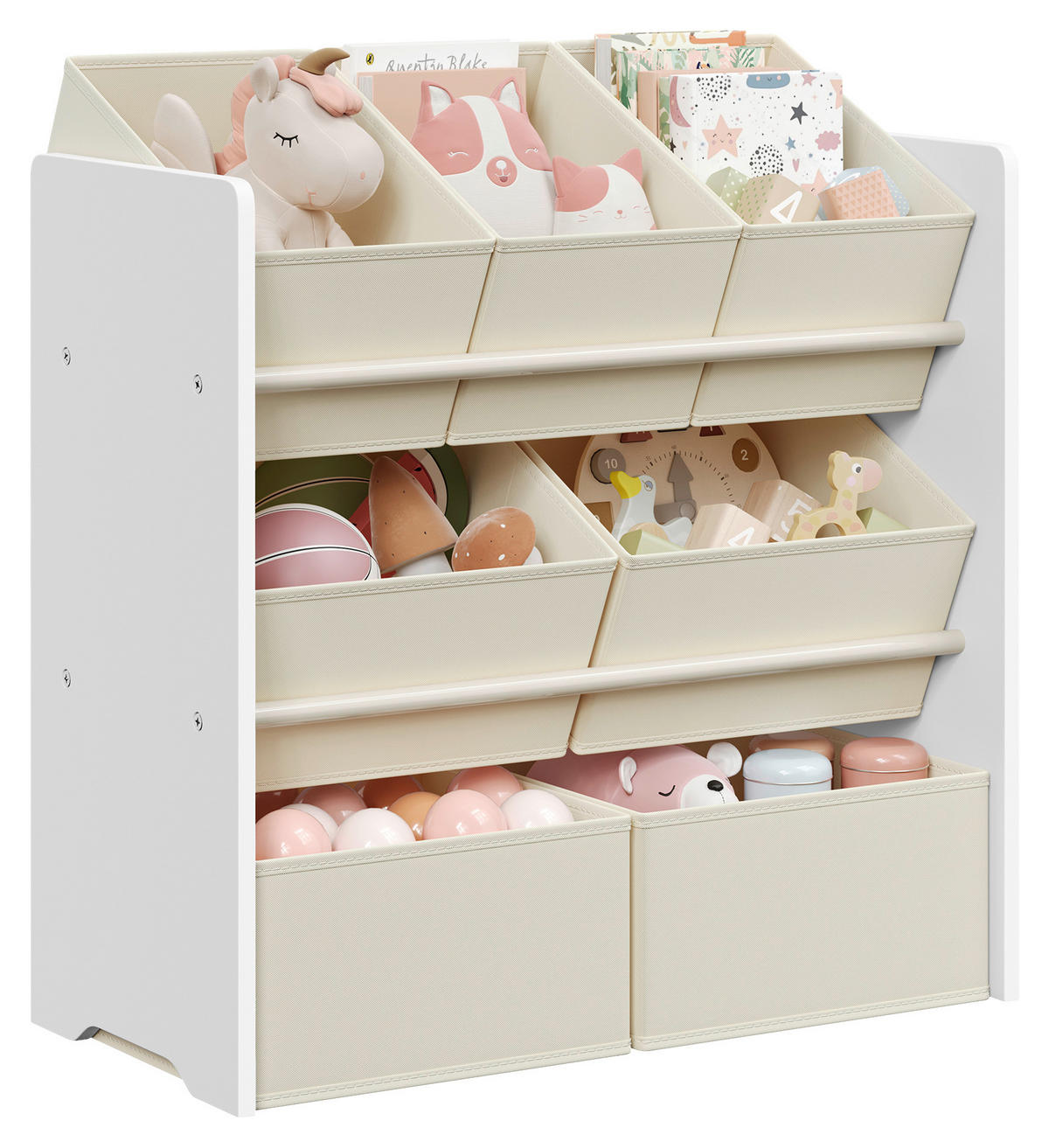 KINDERREGAL 62,5/60/29,5 cm  - Beige/Weiß, MODERN, Holzwerkstoff/Textil (62,5/60/29,5cm) - MID.YOU