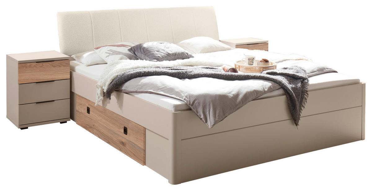 STAURAUMBETT 180/200 cm,  in Eichefarben, Kaschmir,  - Kaschmir/Eichefarben, Trend, Holzwerkstoff (180/200cm) - Boxxx