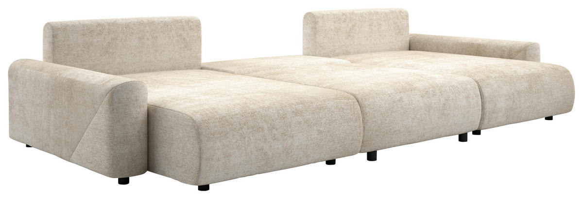 Wohnlandschaft inkl.Funktionen Beige Webstoff  - Beige/Schwarz, MODERN, Kunststoff/Textil (168/337/168cm) - Stylife