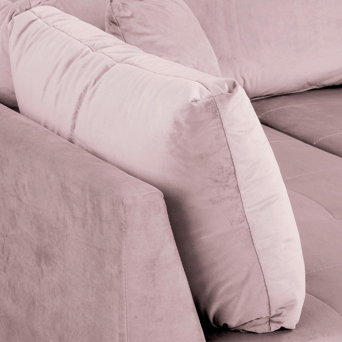 ECKSOFA Ariella in Samt Rosa  161/231 cm  - Naturfarben/Rosa, Design, Holz/Textil (161/231cm) - Livetastic