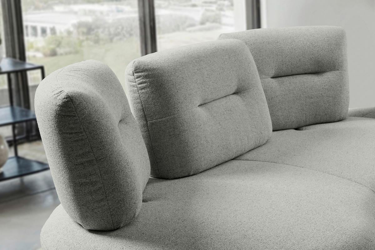BIGSOFA Flachgewebe Hellgrau  - Hellgrau/Schwarz, Design, Textil/Metall (456/93/138cm) - Moderano