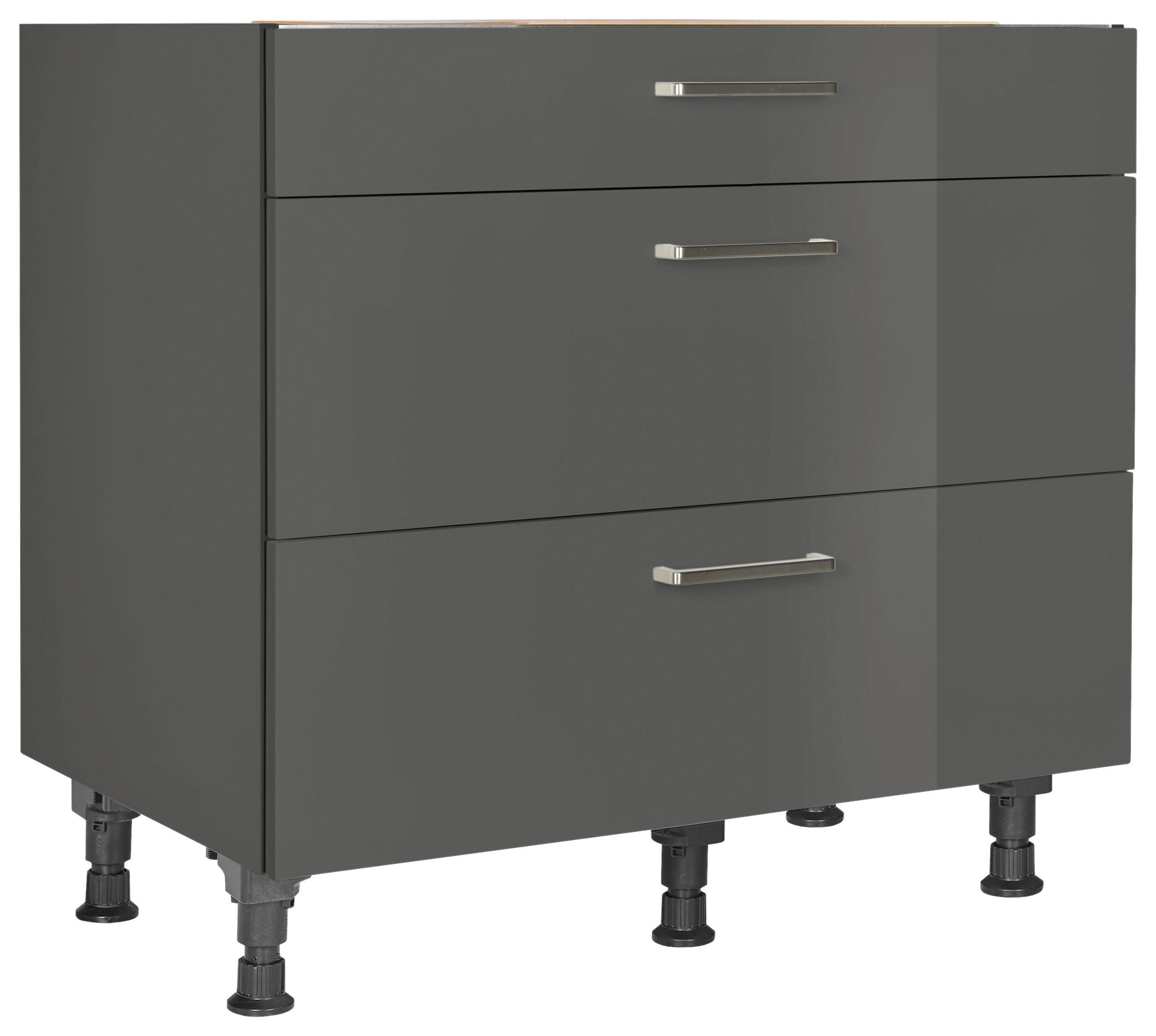 KOCHFELDUMBAUSCHRANK 90/87/56 cm Schieferfarben - Schieferfarben/Edelstahlfarben, Modern, Holzwerkstoff/Metall (90/87/56cm) - Nobilia