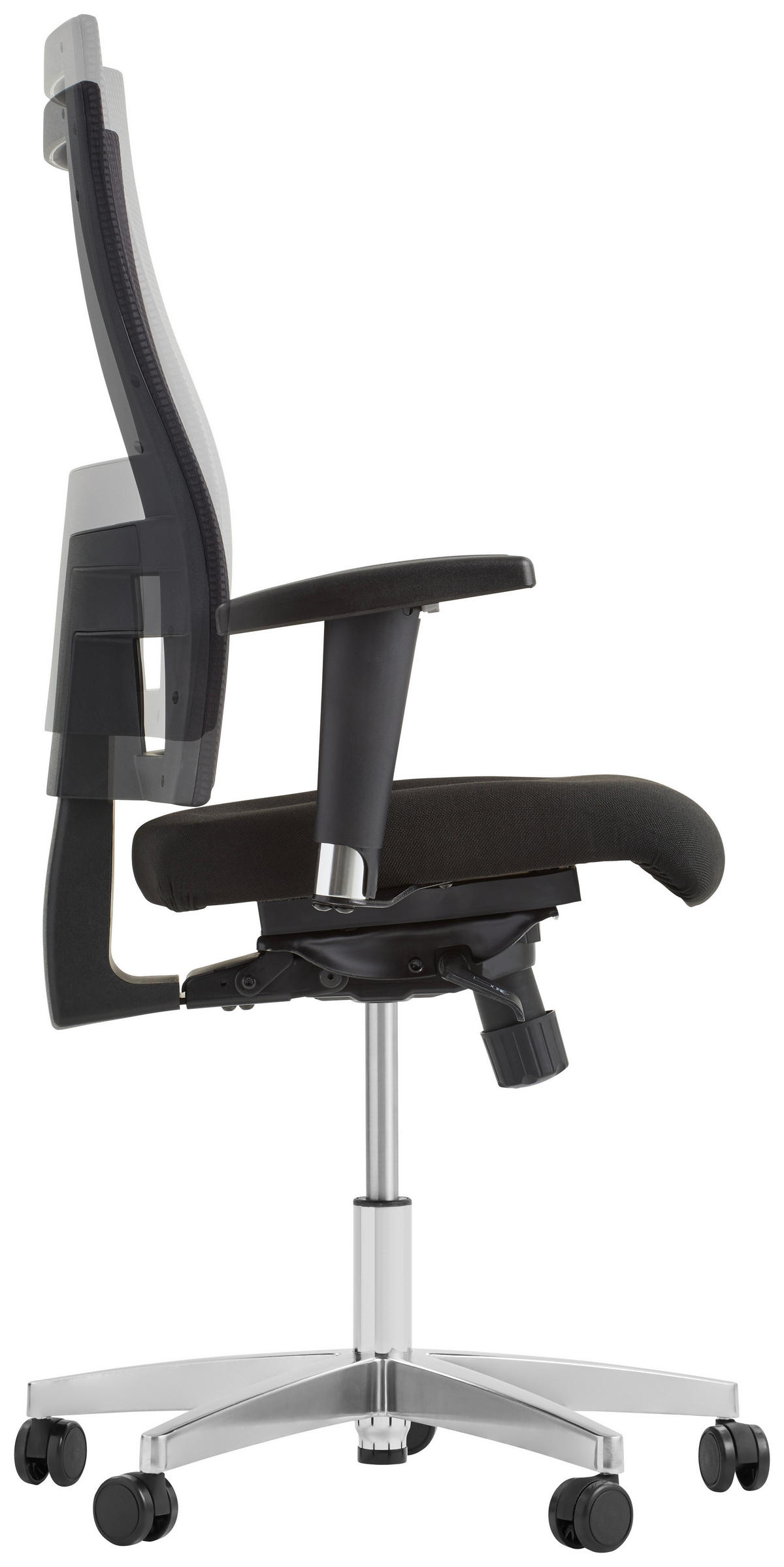DREHSTUHL Netzbespannung, Webstoff Schwarz, Alufarben  - Schwarz/Alufarben, Basics, Kunststoff/Textil (50/114/50cm) - Topstar