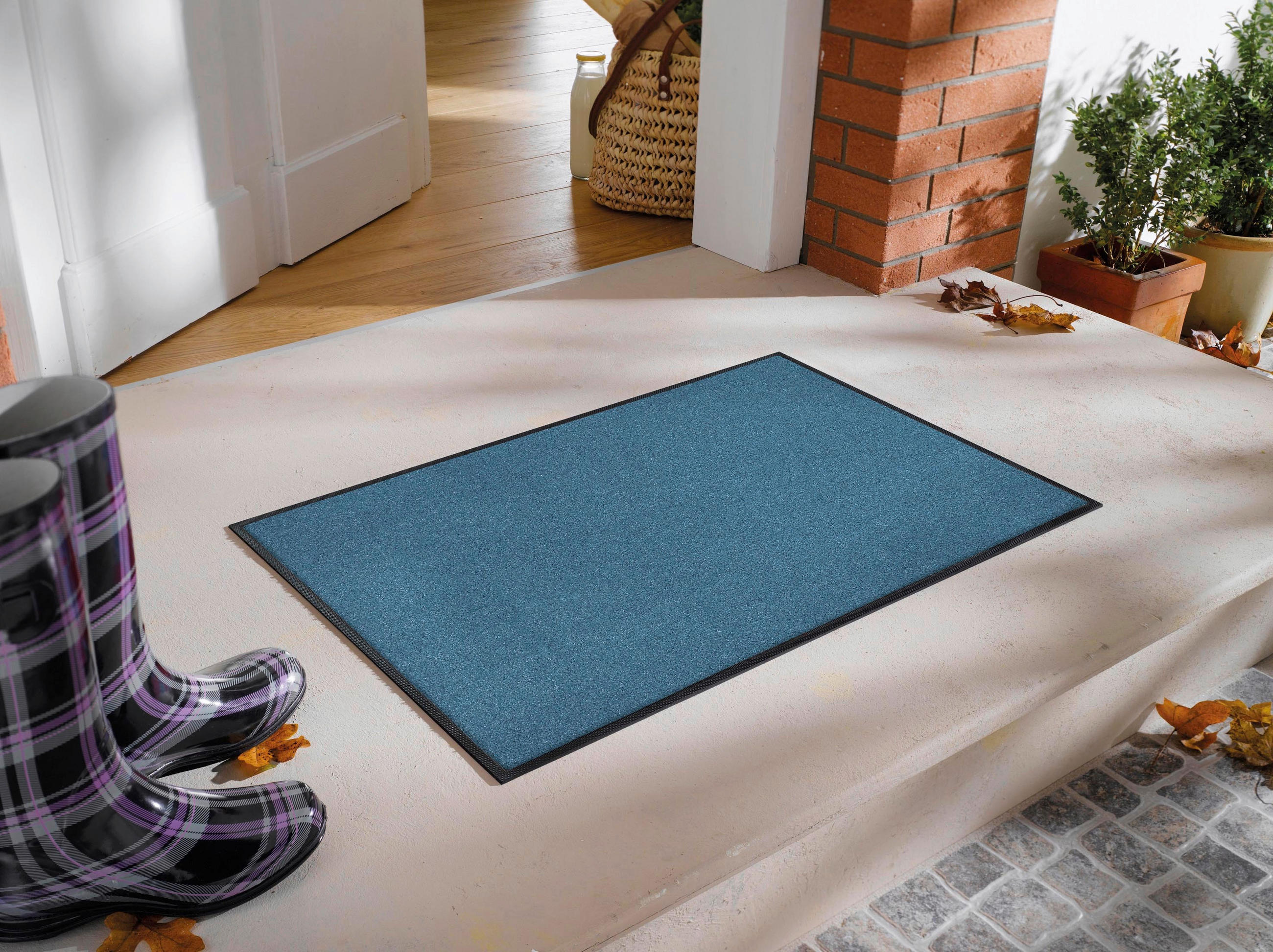 FUßMATTE  60/90 cm  Blau  - Blau, KONVENTIONELL, Kunststoff/Textil (60/90cm) - wash+dry