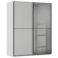 SCHWEBETÜRENSCHRANK 162/223/68 cm,  in Grau, Schwarz, 2 Tür(en)  - Schwarz/Grau, KONVENTIONELL, Glas/Holzwerkstoff (162/223/68cm) - Novel