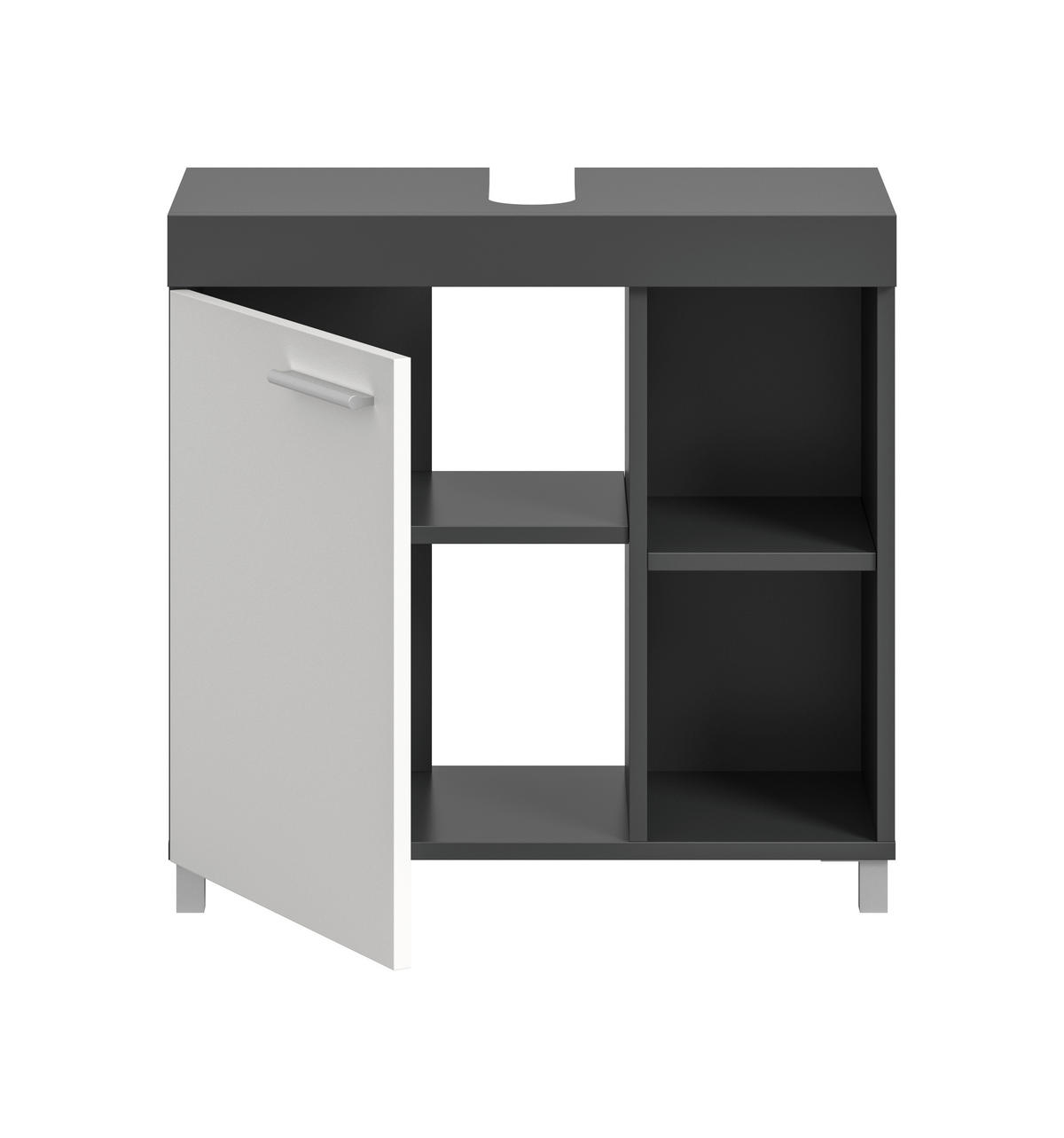 WASCHBECKENUNTERSCHRANK 65/63/31 cm  - Anthrazit/Silberfarben, Trend, Holzwerkstoff/Kunststoff (65/63/31cm) - MID.YOU