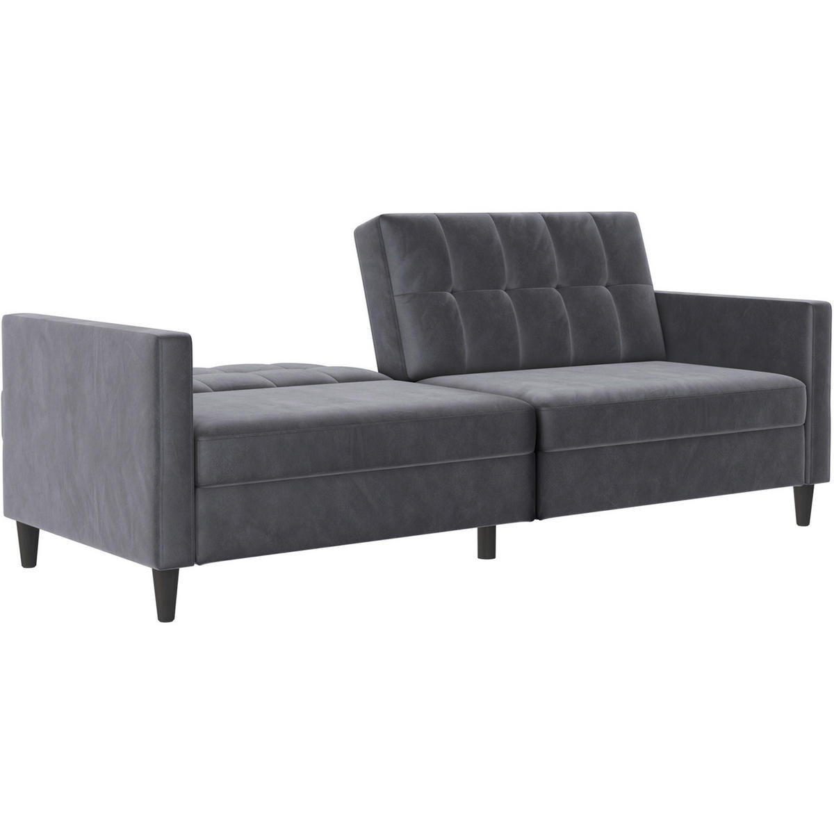 SCHLAFSOFA HANNOVER in Samt Anthrazit Vintage, Skandinavisch, Modern  - Anthrazit/Schwarz, Basics, Kunststoff/Textil (203/82/83cm) - Livetastic