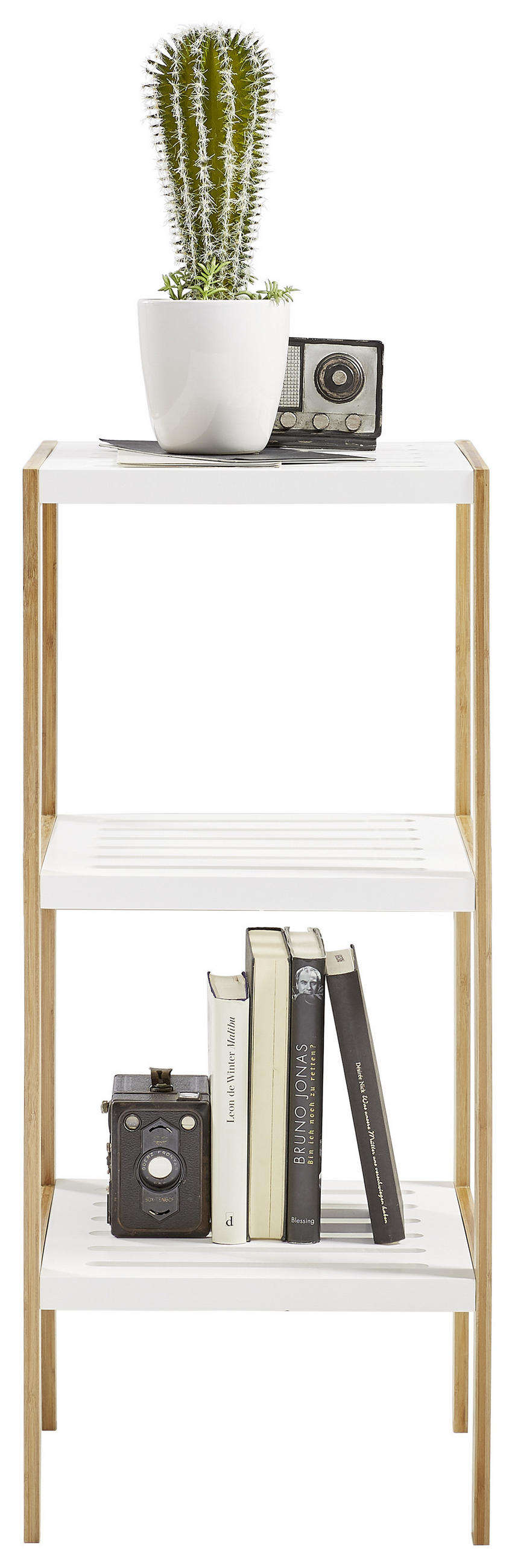 REGAL Bambus teilmassiv Braun, Weiß  - Braun/Weiß, Design, Holz/Holzwerkstoff (34/80/33cm) - Xora