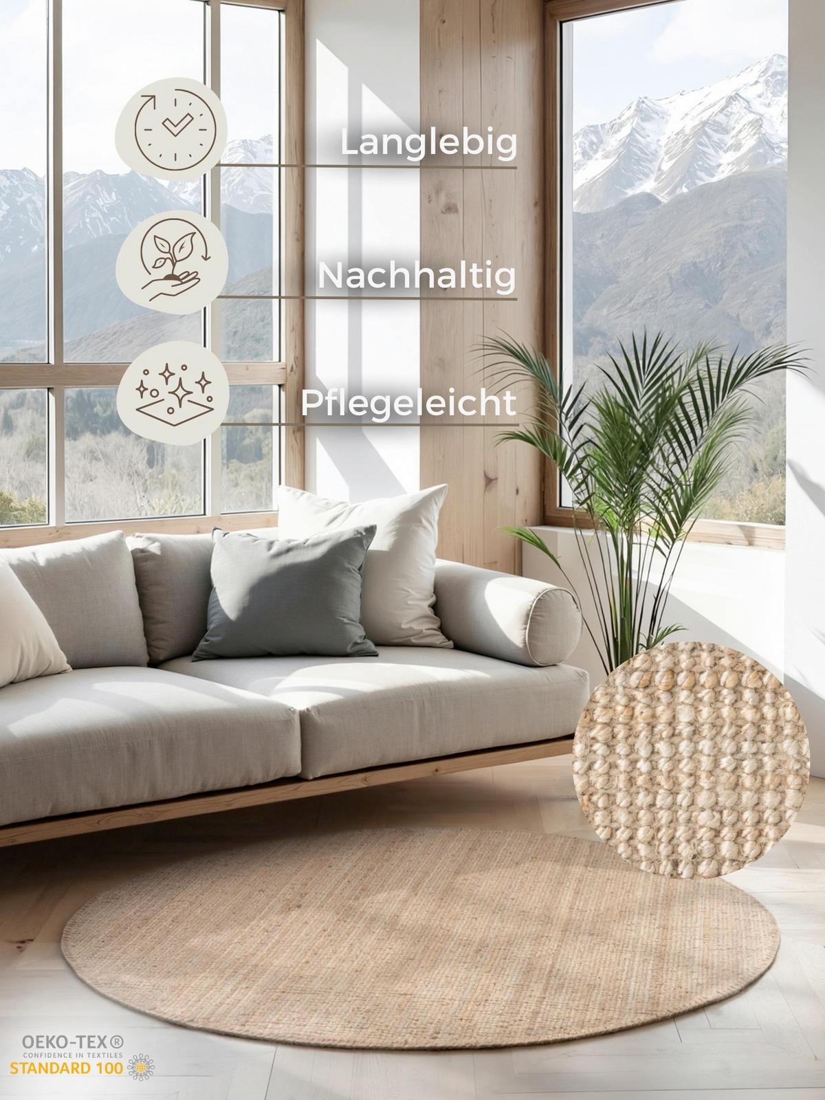 JUTETEPPICH 200 cm Jaipur Goldfarben  - Goldfarben, Basics, Textil (200cm) - Hanse Home