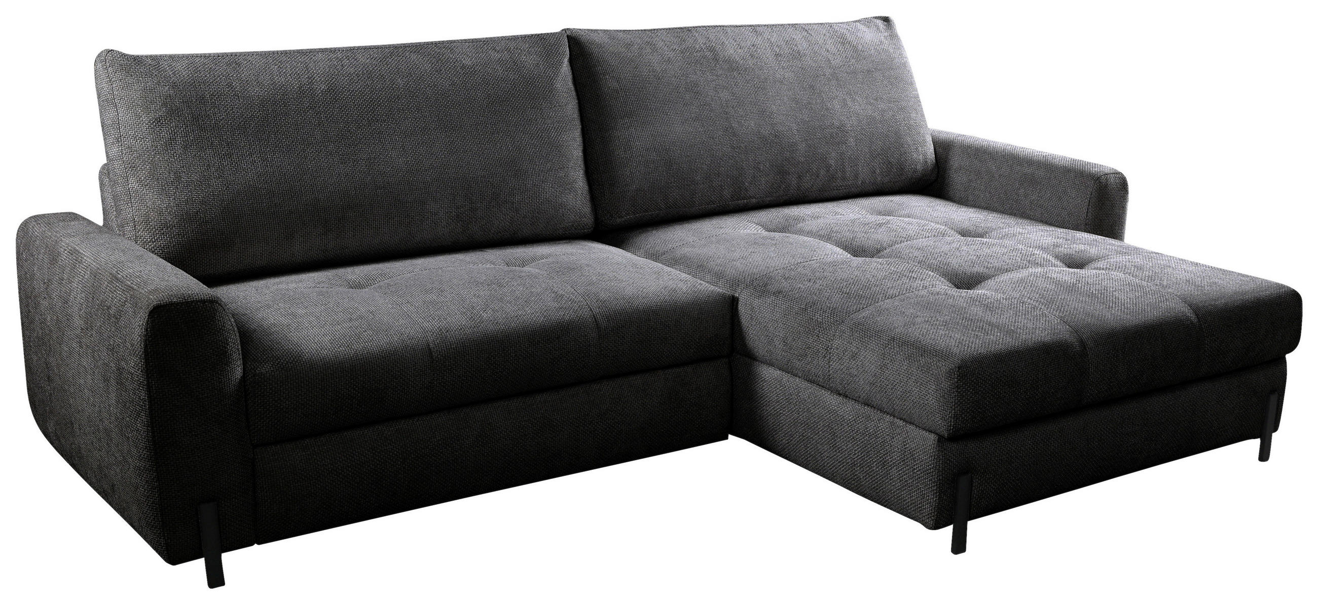 Thumbnail - Mid.you Ecksofa, Anthrazit, Textil, 3-Sitzer, Ottomane rechts, L-Form, 265x162 cm, Made in EU, Liegefunktion, Rücken ech...